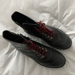 Zara black leather combat boots.